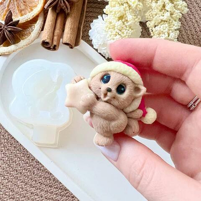 Силиконовый молд "Котик со звездой"