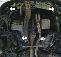 Защита картера Двигателя, КПП. 2 мм, Сталь. для Mitsubishi Lancer VI 1992-1996 MOTODOR.01302