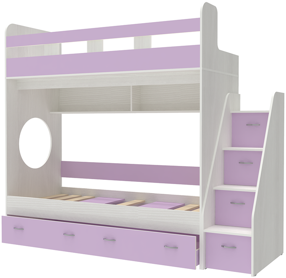 Трехъярусная кровать КарИВи Юниор Белое Дерево Ирис