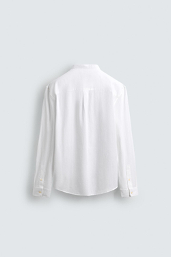 ZARA ПОЛО ИЗ ЖАТОЙ ТКАНИ, БЕЛЫЙ
