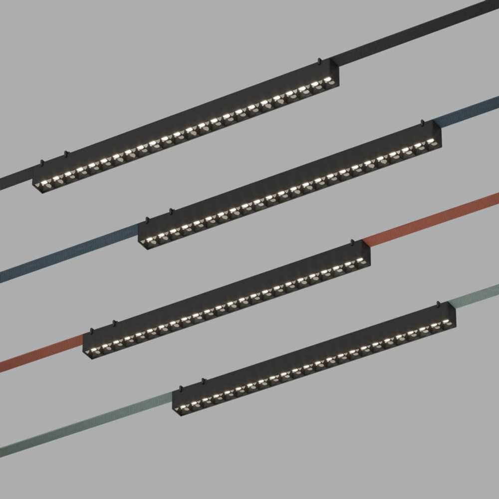 DK5573-BK Cветильник для трека-ремня Belty, серия Grill, со светодиодом, L642*W40*H45мм, 48V DC, 24W, RA90, 24°, 3000K, IP20, черный, алюминий