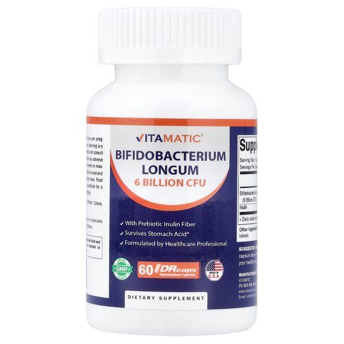 Vitamatic, бифидобактерии лонгум (Bifidobacterium Longum), 60 DRcaps®