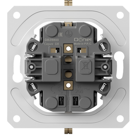 Механизм розетки двойной Schuko с заземлением 16А 250В~ на винтах,  серия DB