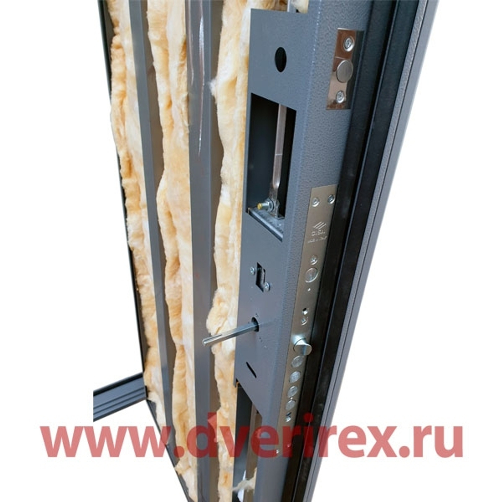 Входная металлическая дверь с зеркалом RеХ (РЕКС) Премиум 290 Темный бетон / зеркало СБ-17 Бетон темный (тонкая рамка)