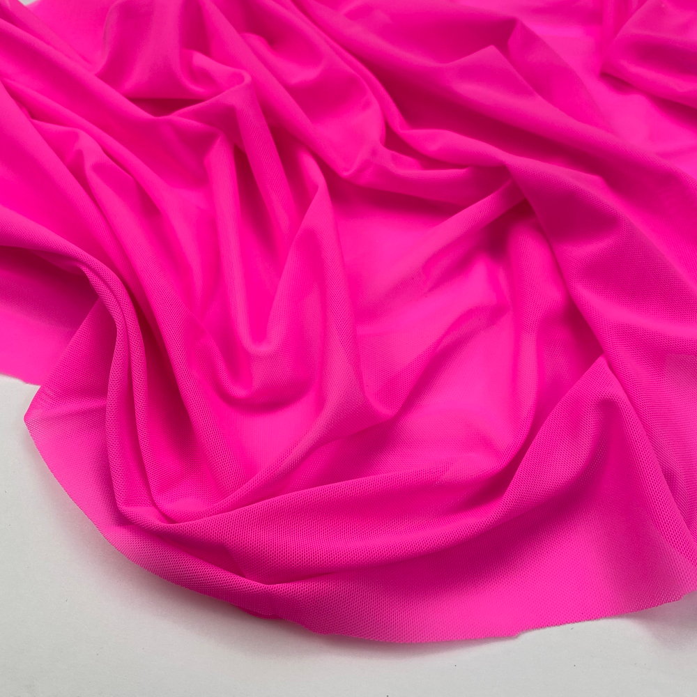 Сетка эластичная розовый неон однотонная, цв. 909