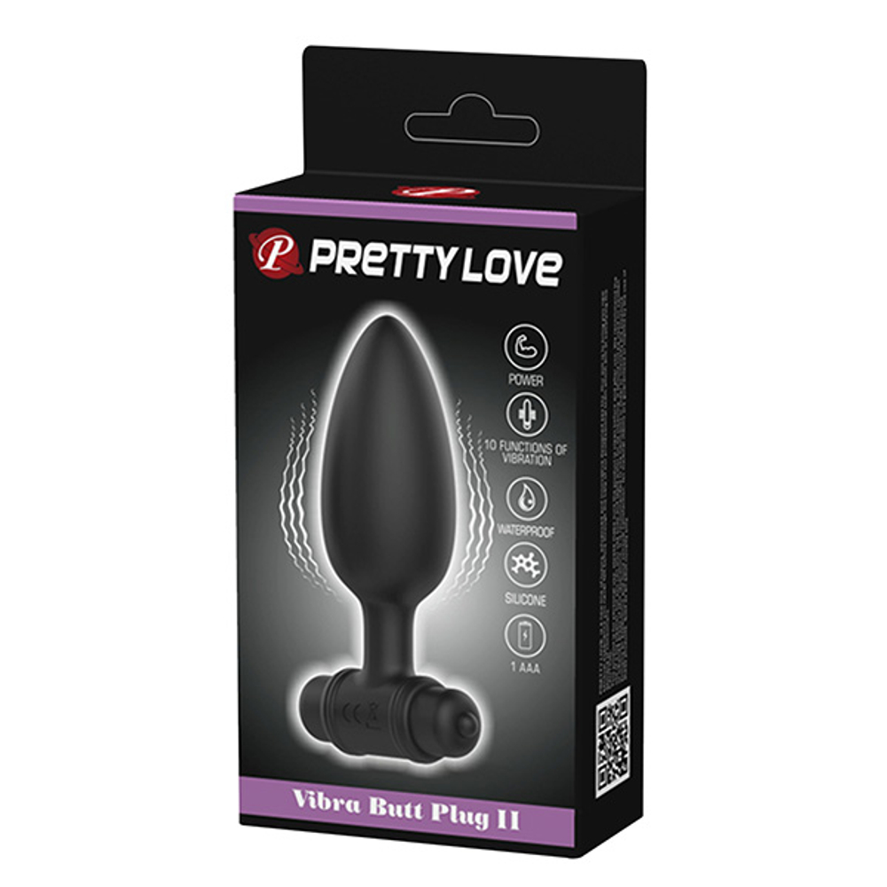 Черная анальная вибропробка 11,8см Pretty Love Vibra Butt Plug BI-040107