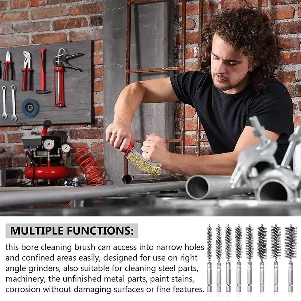 Щетка (ерш) для чистки труб, 1/4 дюйма 1 комплект из 8 штук