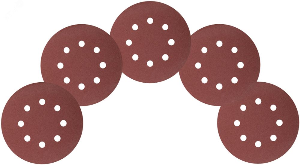 39788 Круги шлифовальные с отверстиями (липучка), алюминий-оксидные,  Р180 5шт // 125мм // КУРС
