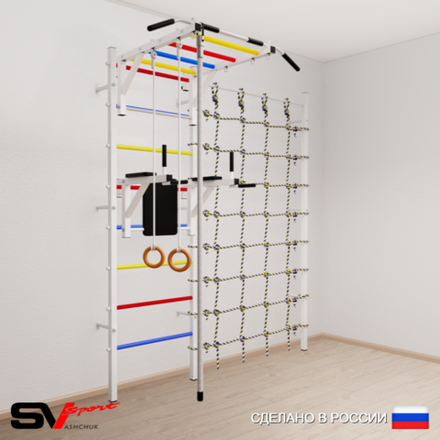 Шведская стенка Sv Sport 5440 (Турник рукоход/Брусья/Канат/Кольца/Канатный лаз)