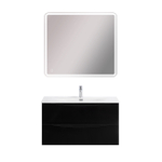 Тумба с раковиной подвесная BelBagno MARINO-CER-MINI-900-2C-SO-NL-P Nero Lucido, раковина белая BB-8099-3-90