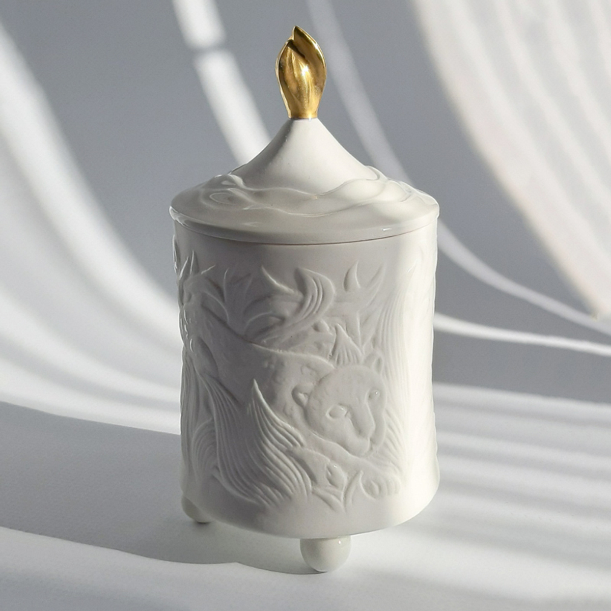 🍀 фарфоровый подсвечник со свечой Джунгли — Leoleo handmade