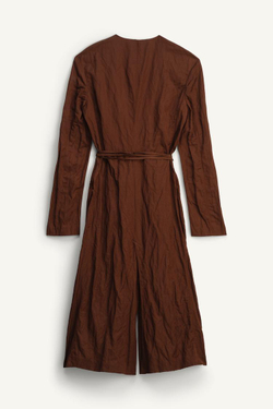 ZARA ДЛИННОЕ ПАЛЬТО ИЗ ХЛОПКА, КОРИЧНЕВЫЙ