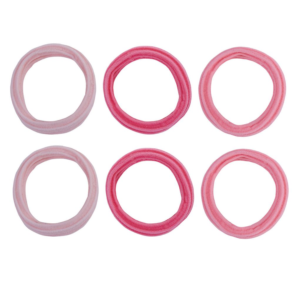 Резинки для волос НАБОР 6 шт., мягкие, большие, оттенки розового, MONTE VITA, 457051