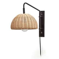 Damila Настенный светильник из ротанга и черного металла