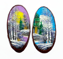 Панно на срезе дерева " времена года " 36см