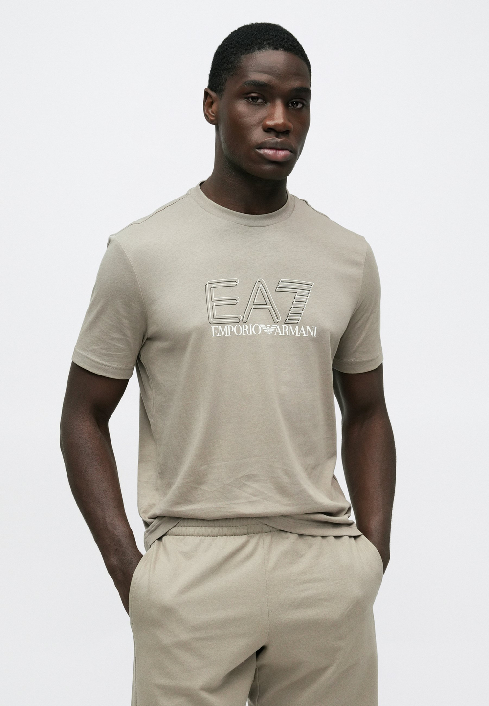 EA7 Emporio Armani UNISEX - Футболка с принтом - жареный кешью/песок