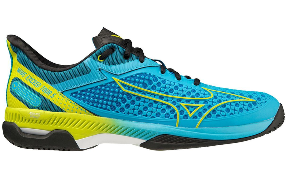 Мужские кроссовки теннисные Mizuno Wave Exceed Tour 5 AC - черный, небесный