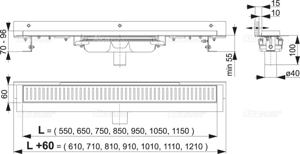 Душевой лоток AlcaPlast APZ1104-550 Flexible Low