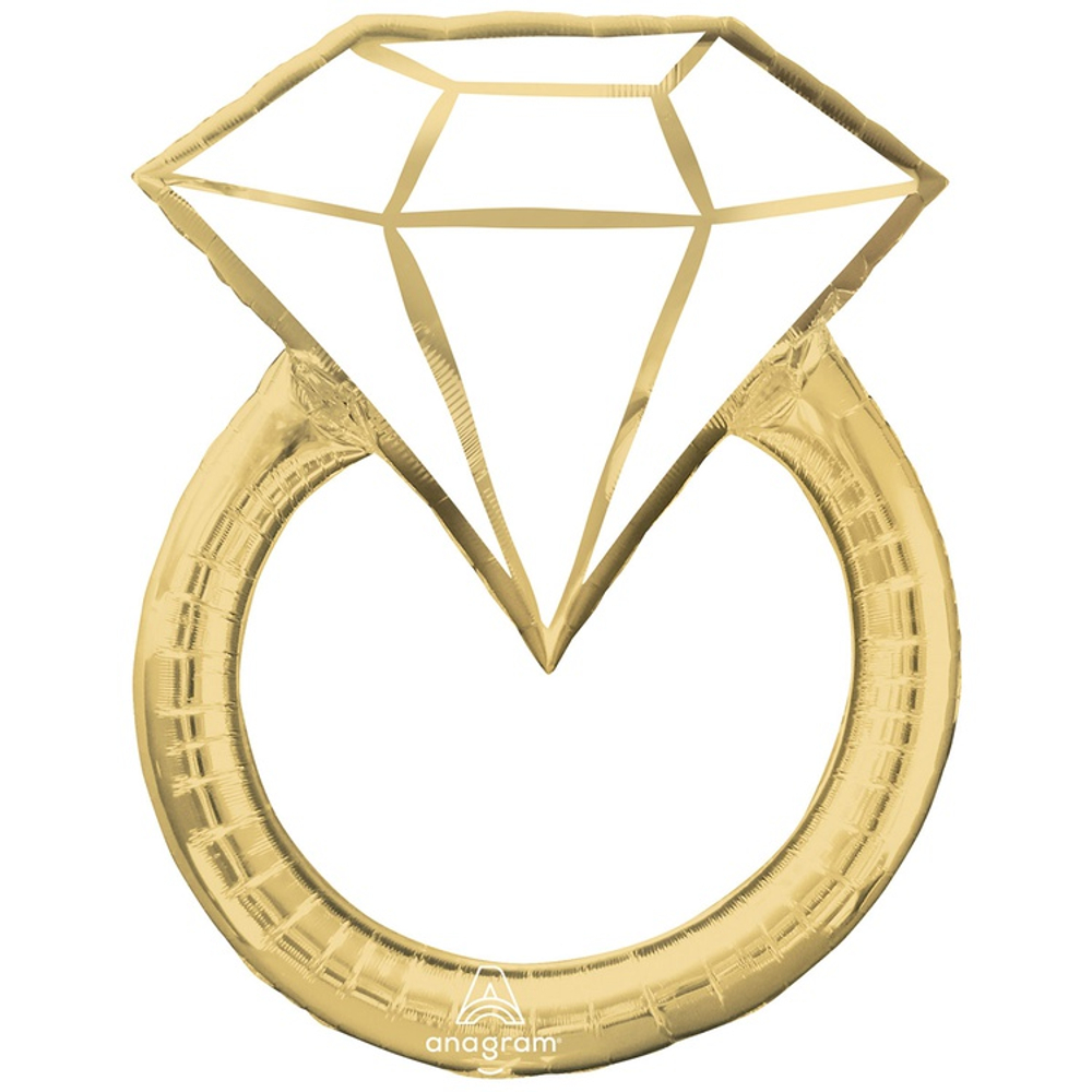 Шар Фольгированный Кольцо бриллиант золотое (Золотой)