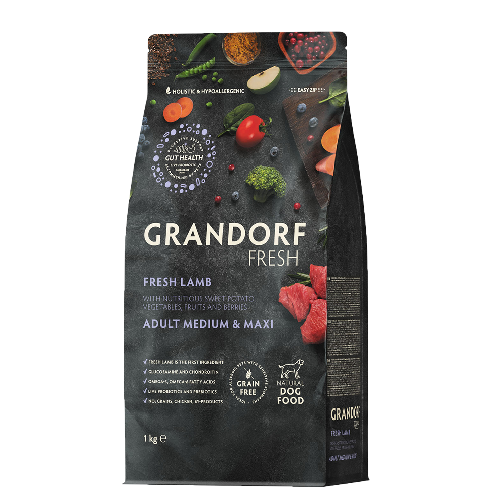 GRANDORF FRESH Lamb & Potato Medium&Maxi - ягненок & батат для средних, крупных собак от 1 года (Биоразлагаемая упаковка)