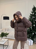 Пуховик Рокет миди шоколад