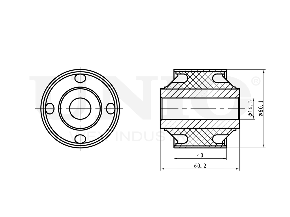 Сайлентблок задний заднего продольного рычага UNIO RMP-20726