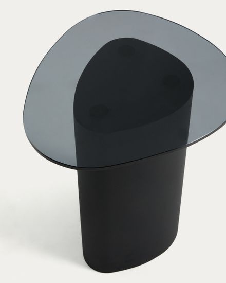 Приставной столик Olir из черной стали и закаленного стекла, 48 x 46,8 см