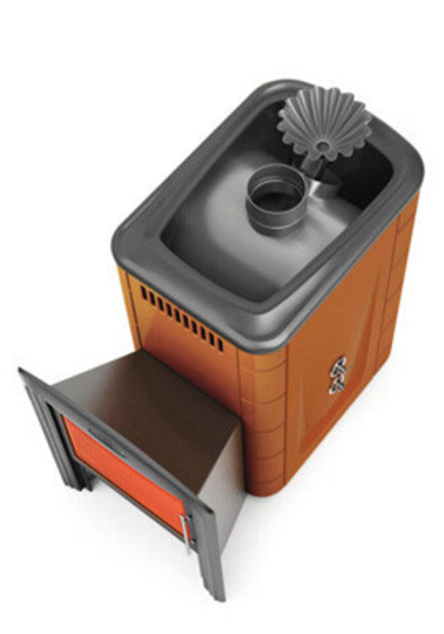 Печь банная Ангара 2012 Inox Витра ЗК ТО терракота