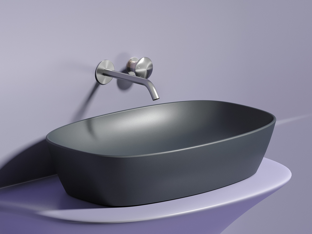 Умывальник чаша накладная овальная (цвет Темный Антрацит Матовый) Element 610x385x140мм