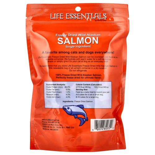 Cat-Man-Doo, Life Essentials, сублимированный дикий аляскинский лосось, для кошек и собак, 57 г (2 унции)