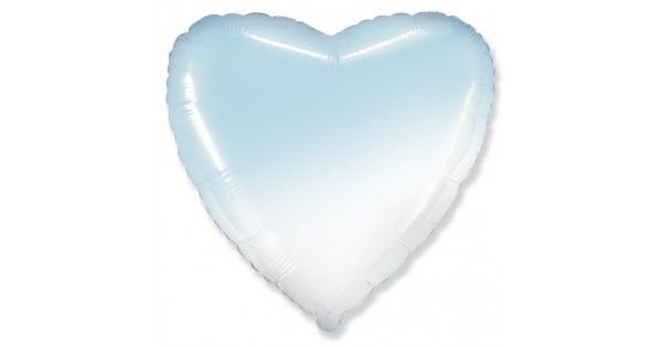Шар сердце Градиент бело-голубой 46см