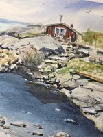 Картина авторская акварельная в паспарту 30х40 см на стену для интерьера "Тут родились Муми-тролли"