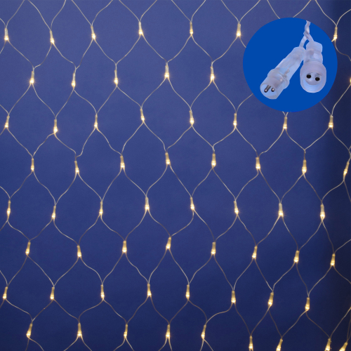 ULD-N1515-96/TTK WARM WHITE IP44 Сетка светодиодная с эффектом мерцания, 1,5х1,5м. Соединяемая. 96 светодиодов. Теплый белый свет. Провод прозрачный.