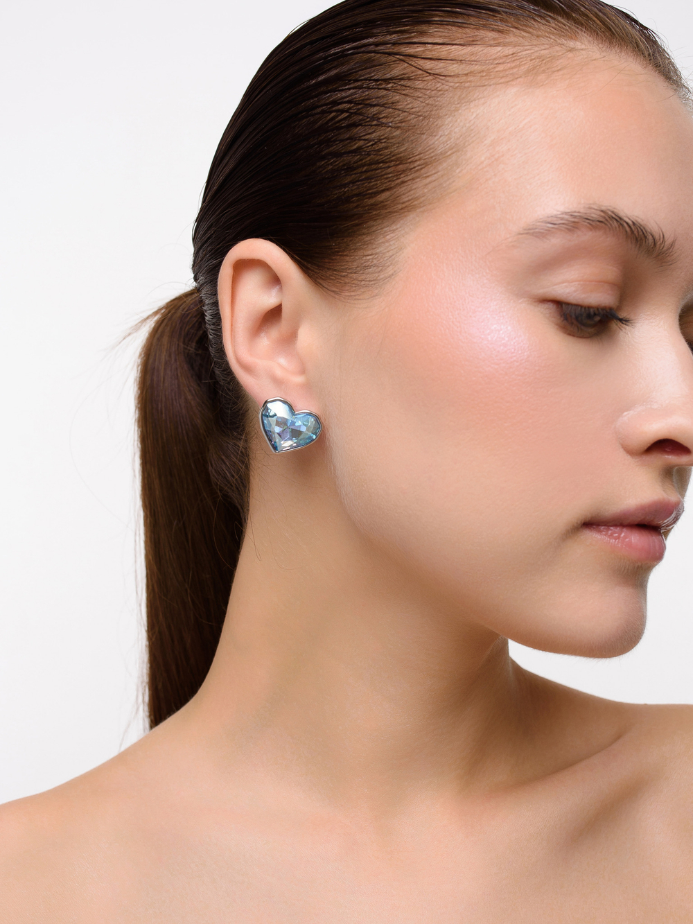 Серьги "Love crystal big blue" Silver