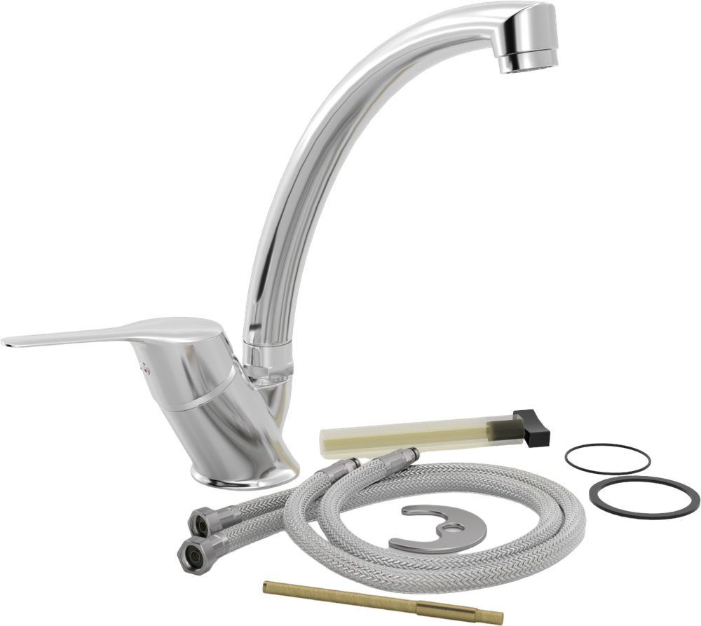 Комплект Мойка Domaci Равенна Rite DFA 500 (6) TG + Смеситель MEGA Mega MG-BMK016, хром