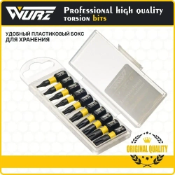 Набор торсионных намагниченных бит TORX 25мм S2 10 предметов WURZ 4230