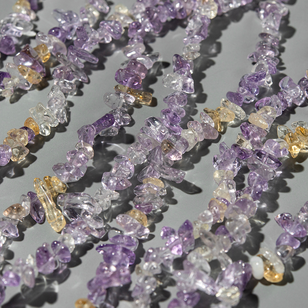 Микс аметиста, цитрина и аметрина натуральный, 4-9мм, фриформ