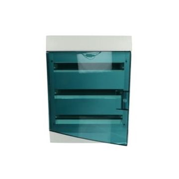 Бокс ABB Mistral41 накладной 54М (3x18) прозрачная зеленая дверь с винтовым клеммным блоком