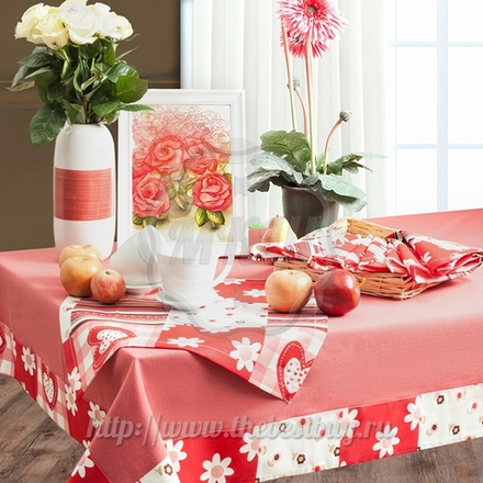 Скатерть для кухни: Валентин (арт. BL04-13-01)  -  140х140 см. (возможно 140х200 см.) - красная