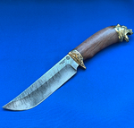 Украшенный нож Лесник Дамаск, литьё латунь