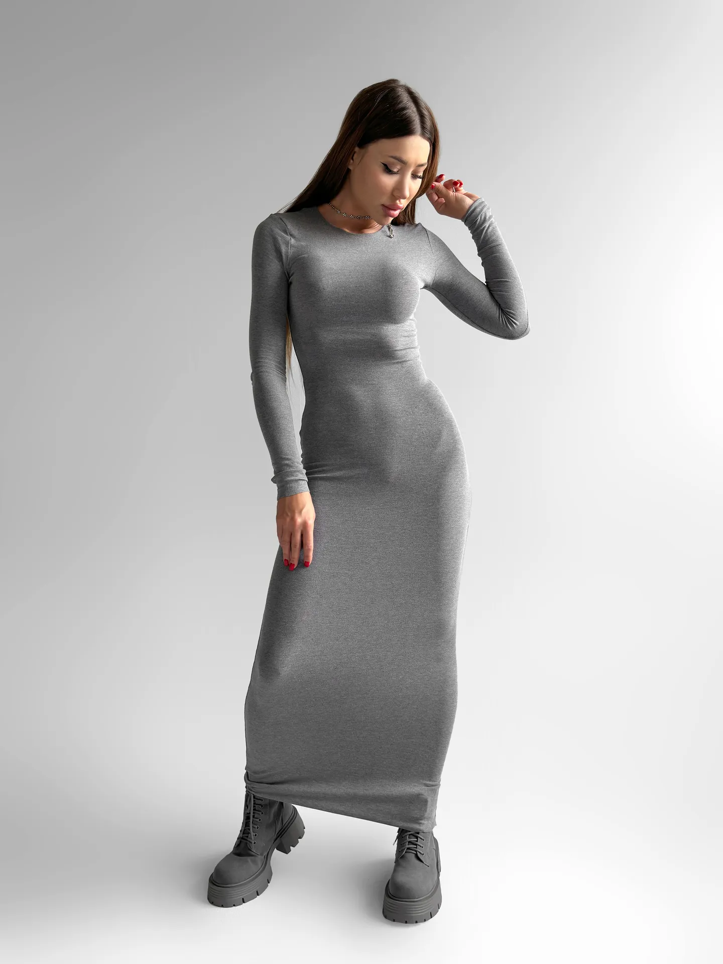 Платье by Bor 23291-3 длинное облегающее с длинными рукавами