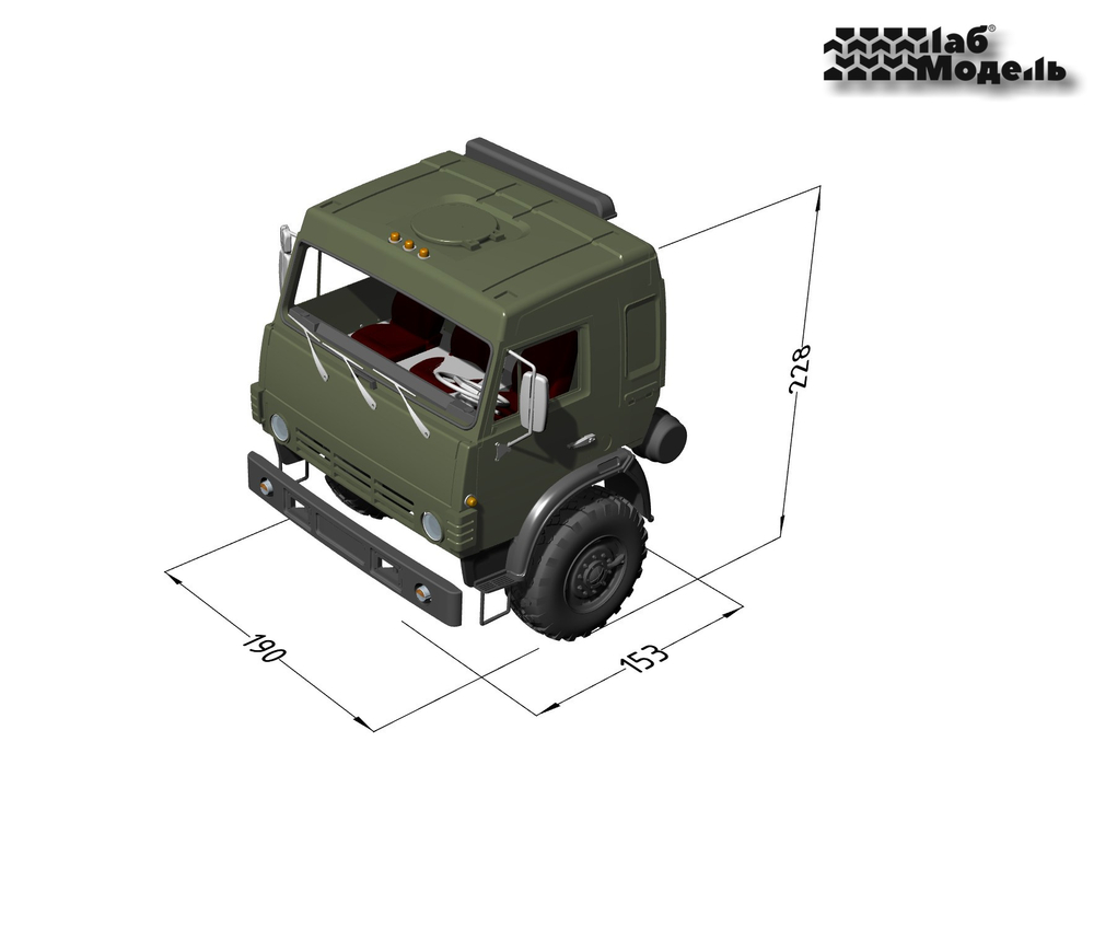 Cab of a military truck 4350. Scale 1/14