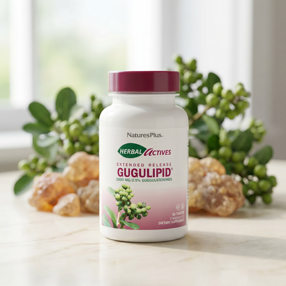 NaturesPlus, Herbal Actives, Gugulipid®, с замедленным высвобождением, 1000 мг, 30 таблеток