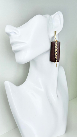 HMG 1350 Wood Rect Brown Серьги арт.0890