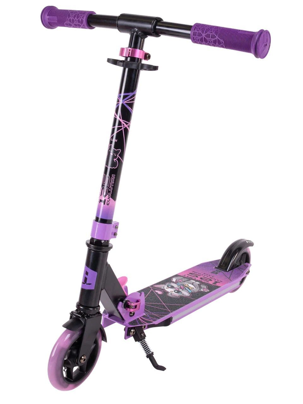 Самокат Tech Team Comfort 125 evolution  lux purple 2024 с подсветкой