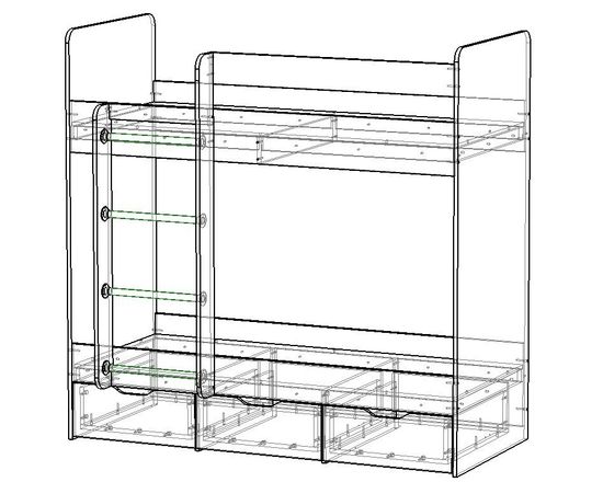 Кровать ЛАВОРО-3  1800-700 /1832*1604*852/ левая анкор белый / дуб аризона