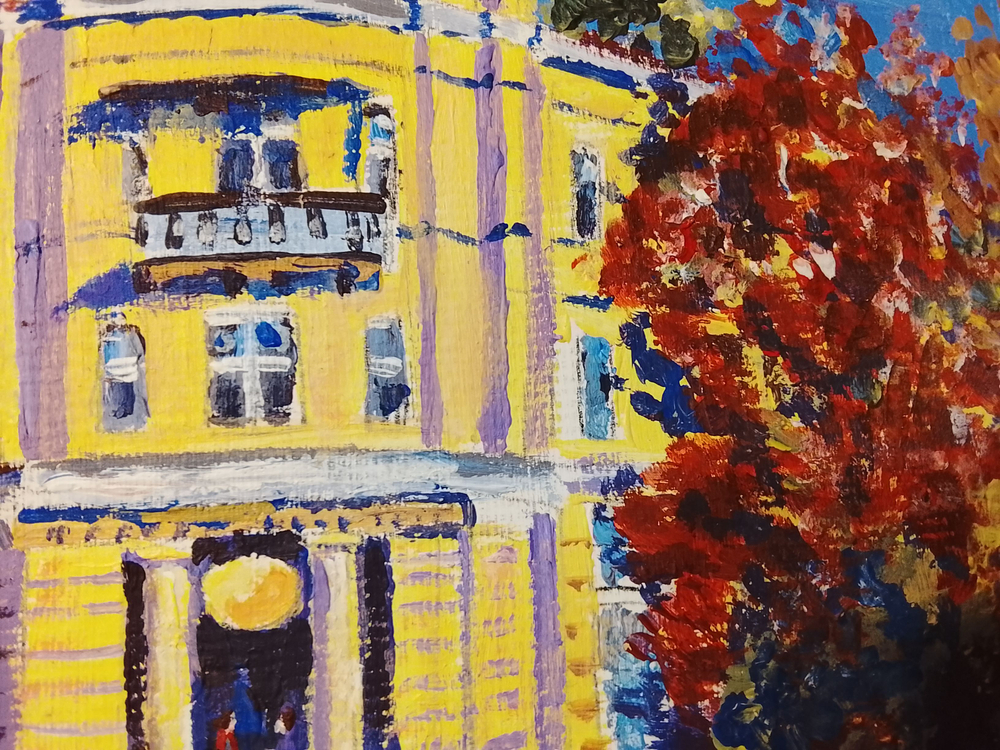 Картина "Айва", натюрморт. 30 см на 30 см. Акрил на картоне. Авторская живопись, оригинал.