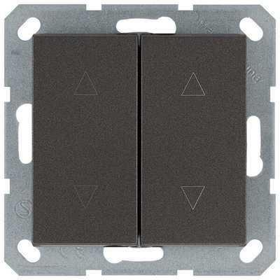 Выключатель двухклавишный для штор 10A 250V~ с накладкой, цвет Мокко