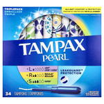 Tampax, Pearl тампоны, тройная упаковка, легкий / обычный / супер, без запаха, 34 тампона
