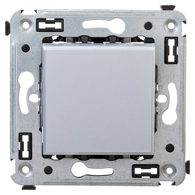 Переключатель одноклавишный в стену, "Avanti", "Закаленная сталь"